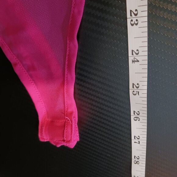 NEW Naked Wardrobe‎ Mesh It Up Longsleeve Thong Bodysuit in Bright Pink, Large - Picture 11 of 12